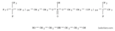 Molecular Structure of 93776-31-9 (1-Octadecanol, 3,3,4,4,5,5,6,6,7,7,8,8,9,9,10,10,11,11,12,12,13,13,14,14,15,15,16,16,17,18,18,18-dotriacontafluoro-17-(trifluoromethyl)-, hydrogen phosphate, compd. with 2,2'-iminobis[ethanol] (1:1) (9CI))
